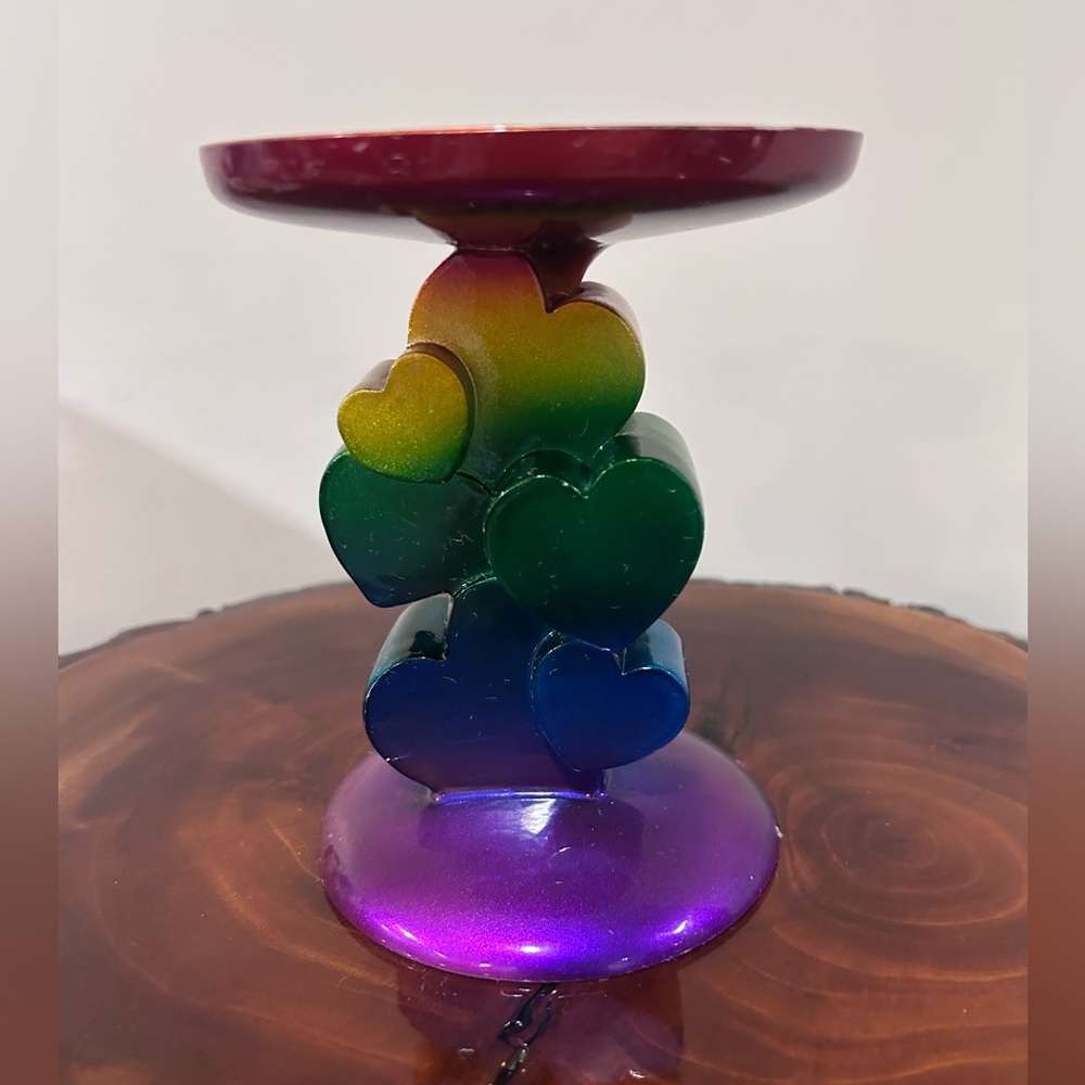 Bath & Body Works Metallic Rainbow π Heart Candle stand - Picture 3 of 13